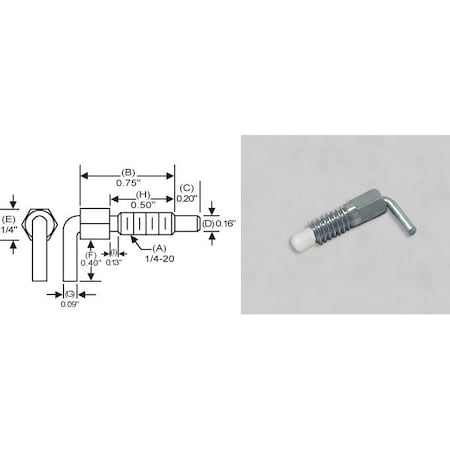 S & W Manufacturing L-Handle, Non Lck Nyl Nose, 1/4-20", 1/2" NLN-0